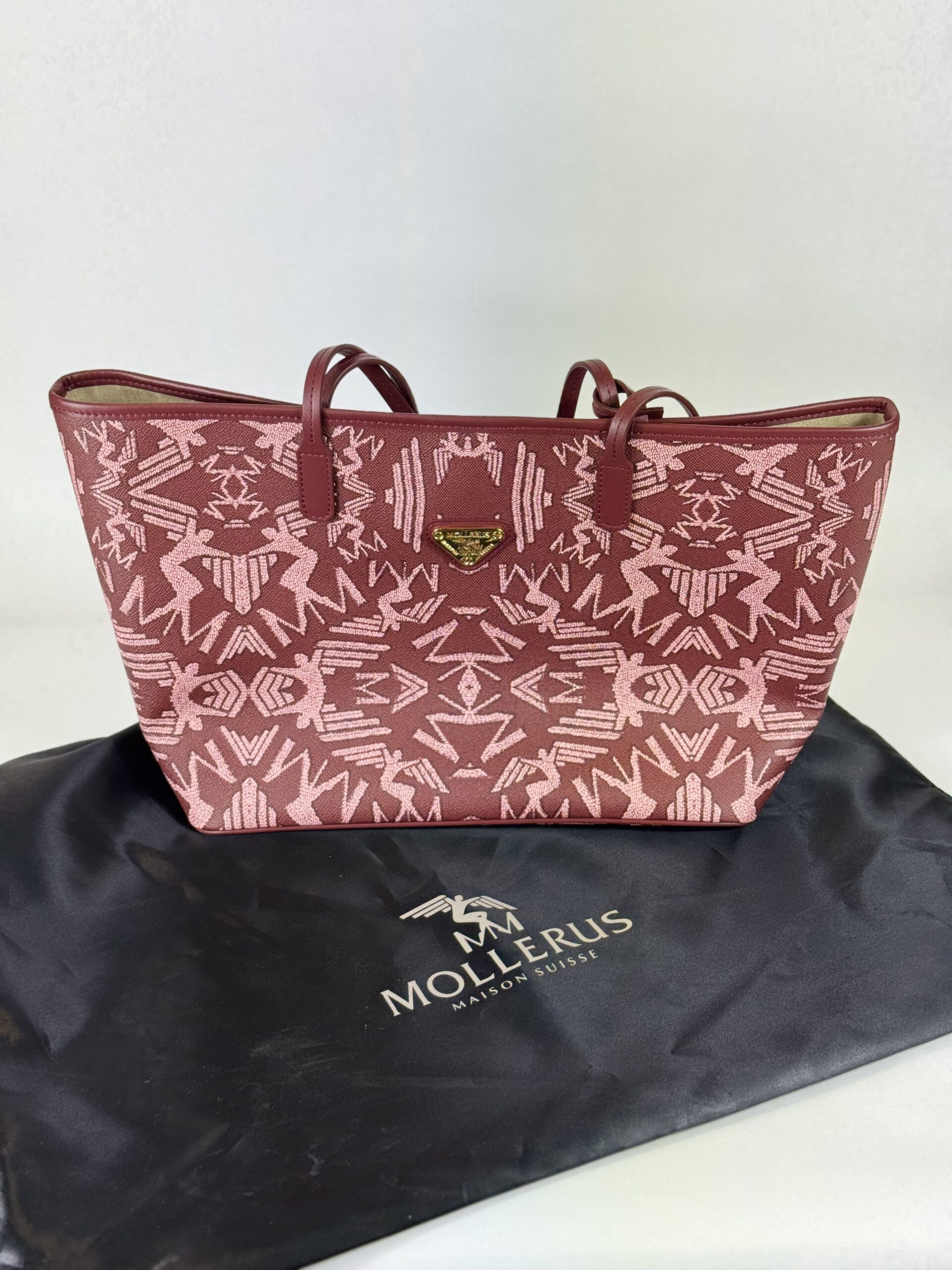 Tasche Shopper Maison Mollerus Bern, Maze Bubble / Antik, Canvas / Leder