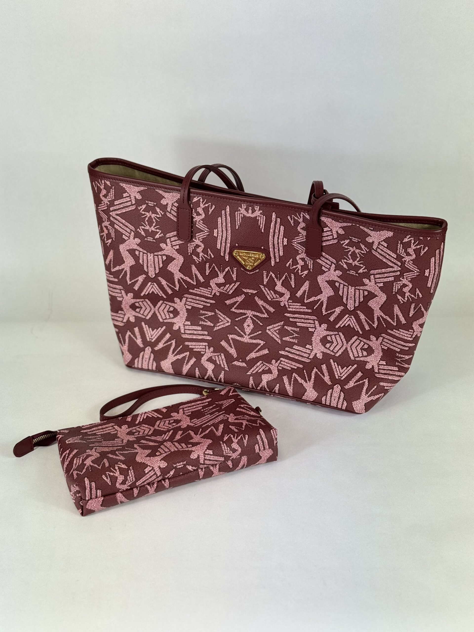 Tasche Shopper Maison Mollerus Bern, Maze Bubble / Antik, Canvas / Leder