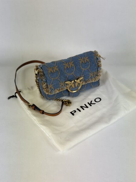 Tasche Pinko Love Baby Puff, Denim Logo, blau, Jeans