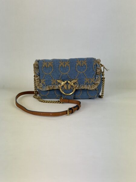 Tasche Pinko Love Baby Puff, Denim Logo, blau, Jeans