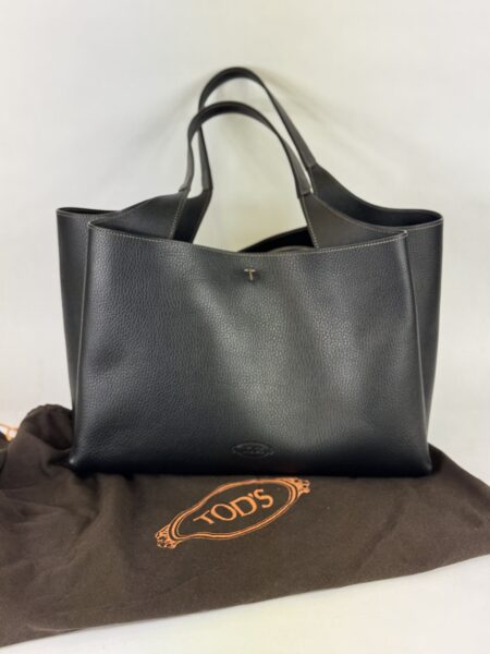 Schwarze Tod’s Tote Bag aus genarbtem Leder mit langen Henkeln, mit Staubbeutel